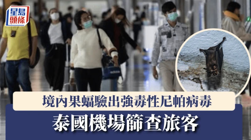 タイのフルーツコウモリから毒性の強いニパウイルスが検出され、バンコクを含む3空港で乗客検査が実施された。